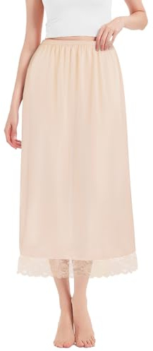 ACWOO Jupon Longue avec Dentelle, Jupon sous Robe, Fond de Jupe, Robe Jupe Lingerie sous-vêtement pour Mariage Fille, 85cm