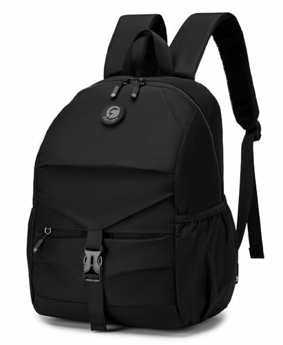 YOODI 40x30x25 Eurowings Handgepäck Flugzeug Rucksack Ultraleicht Nylon Wasserdicht Reiserucksack mit Patches Klett 15,6 Zoll Laptopfach Schulrucksack Travel Backpack für Damen Herren,Schwarz