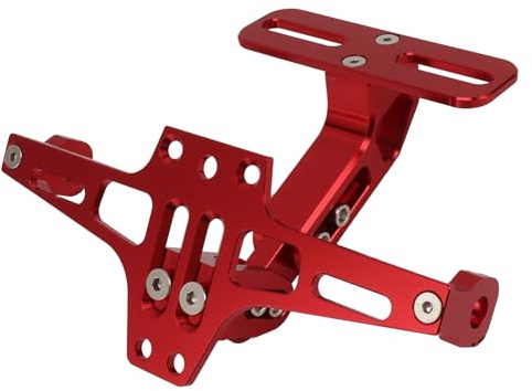Motorrad Kennzeichenhalter, CNC Aluminiumlegierung Kennzeichenhalter | Universal Verstellbarer Motorrad Nummernschildhalter für Motorrad ATV (Rot)
