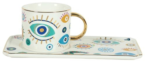 Cabilock Set Di Tazze Da Tè in Porcellana Con Design A Forma Di Occhio Dei Cartoni Animati Tazze Da Caffè Per Casa Ufficio Bar Tazze in Ceramica