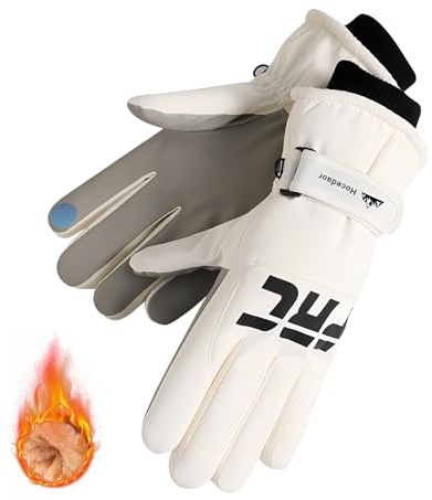 ProudDemon Guantes de esquí de invierno impermeables para mujer, guantes de mujer, guantes cálidos para pantalla táctil con correa elástica para la muñeca, adecuados para viajes al aire libre, esquí y