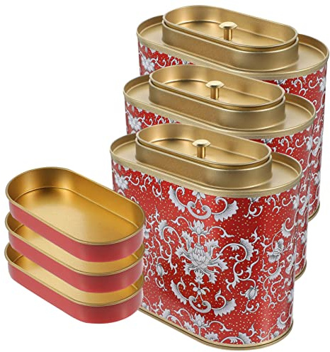 COLLBATH 3 Stück Teedosen aus Weißblech für Losen Tee Rot | Tee Behälter für Losen Tee, Metallbehälter für Küche und Unterwegs, Fein Poliert und Robust