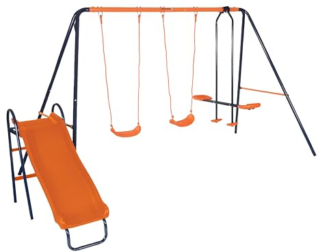 Hedstrom Europa Junior Double Swings and Slide Set | Garden Swing Set with Glider | Kids Outdoor Play Equipment for Children | Kids Playground Equipment