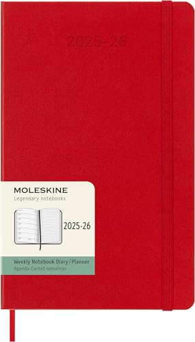 Moleskine Classic 18 Month 2025-2026 Weekly Planner, Hard Cover, Large (5 x 8.25), Scarlet Red, 208 pages