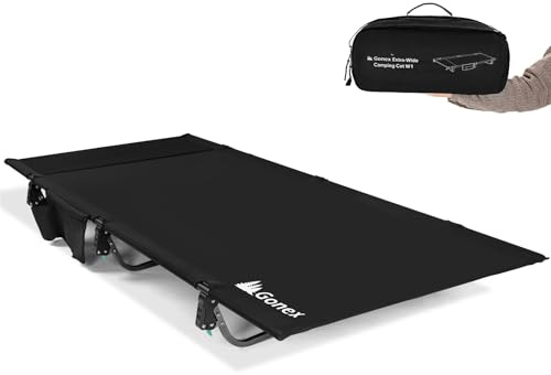 Gonex 31.5 Extra Wide Camping Cot with Premium Pillow Pocket Supports 350lbs, Portable Ultralight Folding Cot Bed for Adults Travel, Beach, Home, Sleeping (Black)