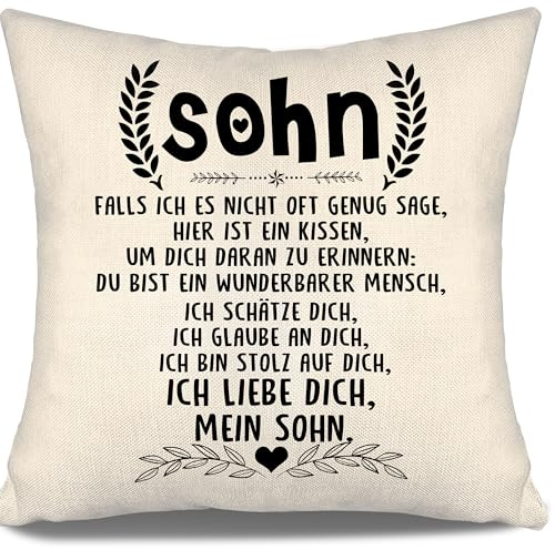 Doppelseitige Kissenbezug Sohn Geschenk Geburtstag Weihnachten Geschenk Erinnerung Sohn Du bist ein wunderbarer Mensch ich schätze dich ich glaube an dich ich bin stolz auf dich ich liebe dich(Sohn-a)