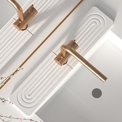 Alfombra antisalpicaduras de tierra de diatomea, alfombra de grifo, alfombra de drenaje de lodo de diatomeas, súper absorbente, evita la acumulación de humedad (White, 60 x 10 cm)