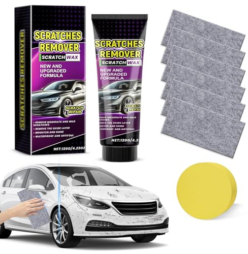 Nano Tuch Auto Kratzer Entferner, 2026 Neues Auto Kratzer Reparaturpaste Kit, Kratzer Reparatur Paste Polierwachs mit Nano Tuch und Schwammball, Autolack Reparatur Polieren Paste (D)