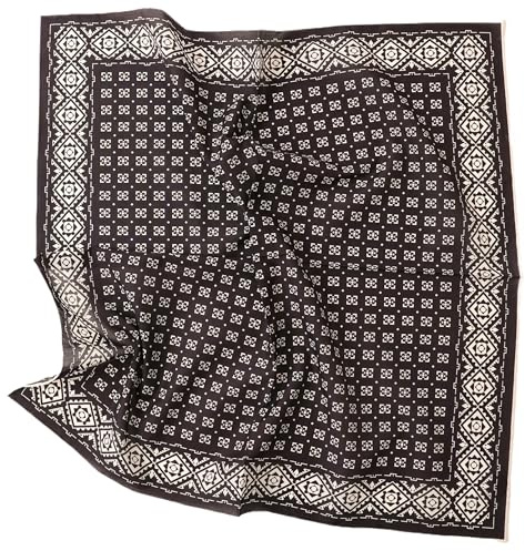 Prettystern Unisex Seide Baumwolle Mix 65/65 cm Halstuch handrolliert Nickituch Kopftuch Bandana Seidenhalstuch Damen & Herren Schwarz ethnisch SC08