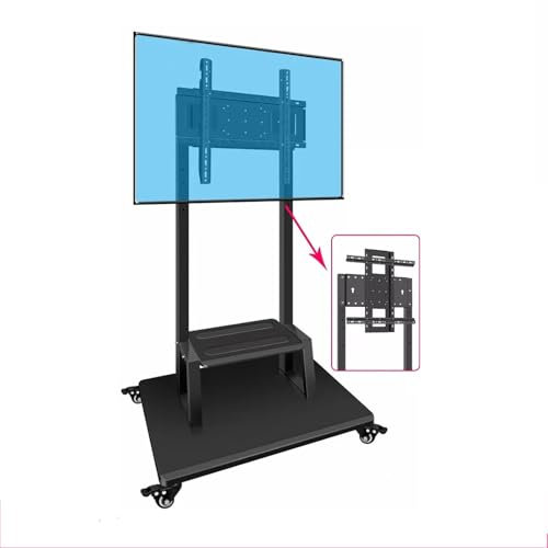 Portable Heavy Duty TV Stand, Portable TV Stand With Wheels, For 42-75 Inch Flat Curved LCD LED, LCD TV Screen, Load Capacity Up To 130 Lbs, With Locking Wheels
