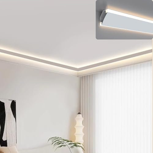 Genérico Difusor de Tira de luz LED para zócalo, Canal de Aluminio para molduras de Corona, Techo/cornisa, Canal de iluminación indirecta Decorativa (28 m/91,9 pies)