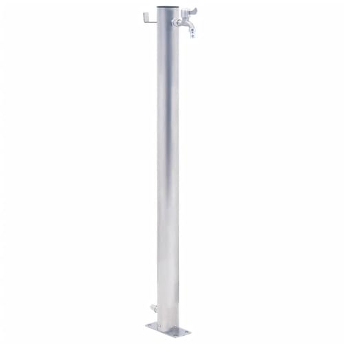 Gecheer Colonna d'Acqua da Giardino 80 cm Acciaio Inox Rotonda,Fontana da Giardino,Fontana,con Rubinetto e Raccordo Resistente a UV e Gelo,Doccia per Animali,Irrigazione Giardino,P364502