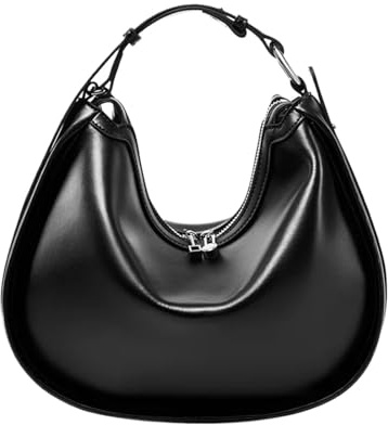LSNNMU Borsa A Mezzaluna per Le Donne Borsa a Mezzaluna da Donna in Vera Pelle Borsa a Tracolla Semplice da Donna Borsa a Tracolla for pendolari(Black)