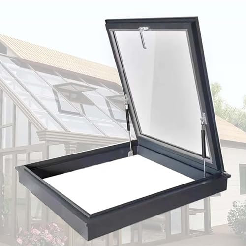 Lucernario per Tetto, Lucernario sul Tetto con Vetro Rinforzato,Finestra di Accesso al Tetto con Maniglia,Finestre per Lucernari Interni, Sfiato Cantina in Alluminio(LxW 70x100cm/27.6x39.4in)