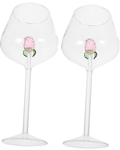 VALICLUD Copas De Vino Tinto De Cristal Rosa Diseño Burdeos 650 Ml 2 Piezas Versátiles Para Fiesta Bodas y Hogar
