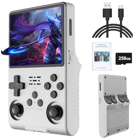 RCXTechPro 𝐍𝐄𝐖 R40S PRO Handheld Game Console, 256GB TF Card with 30000+ Classic Games & 45+ Emulator 3.5-Inch IPS Screen Retro Gaming Console Linux System Portable Mini Video Player