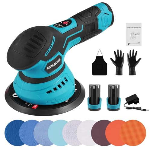 Victoam 150mm Car Polisher, 8 Adjustable Speeds, 2500-5500 RPM Polishing Machine, Cordless Car Polisher for Waxing Polishing Paint Removal Rust Removal (with 2 x 2.0 Ah Batteries)