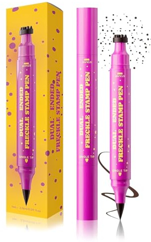 Stylo à taches de rousseur 2-en-1 double embout, waterproof professionnel, pointe précise, longue tenue et sans bavure. Crée facilement un maquillage effet bonne mine naturel et longue tenue.