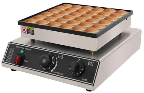 Mqwdxzfes 36 Löcher Elektrisch Dutch Pancakes Maker 950W, Professioneller Poffertjes Maker, Gewerblicher Muffin-Backautomat, Edelstahl Muffin-Backautomat für Bäckereien, Cafés, Haushalte