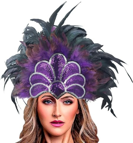 Karneval Damen Samba Kopfschmuck Federschmuck Faschingskostüme Fasching Mottoparty Federkopfschmuck Brasilien Feder Haarschmuck Frauen Karneval-Kopfschmuck mit Federn