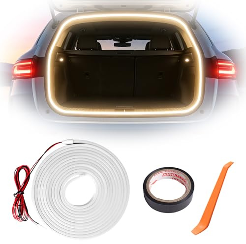 Kofferraum Lichtstreifen 4M Dynamisches Fließen, Warme | Kofferraum Beleuchtung Led Band Automatischer Sensor Tail Box Light Strip für Auto Dekoration