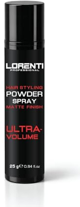 Lorenti Hair Styling Powder Spray 25 g – Polvere per capelli da uomo per ultra volume e finitura opaca, polvere volumizzante per capelli come spray, polvere per capelli e styling per barbiere
