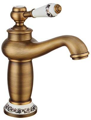 Beelee - Rubinetto monocomando monocomando monoforo in ottone anticato per lavabo