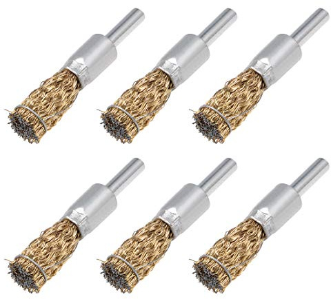 Sourcing map Lot de 6 embouts de brosses métalliques en acier plaqué cuivre avec tige 12 mm Diamètre du fil 0,030,5 cm