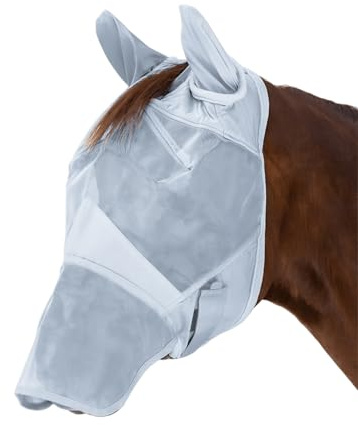 Waldhausen Fliegenmaske Premium mit Ohren-und Nasenschutz, Silbergrau, Pony