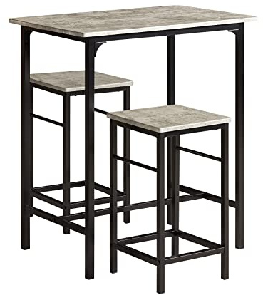 SoBuy Table de Bar 2 tabourets, Gain de Place & Industriel, 80×87×50cm | Ensemble tabourets bar, table 60 kg/tabouret 100 kg charge, facile à nettoyer, MDF/acier, cuisine & salle à manger, OGT10-HG