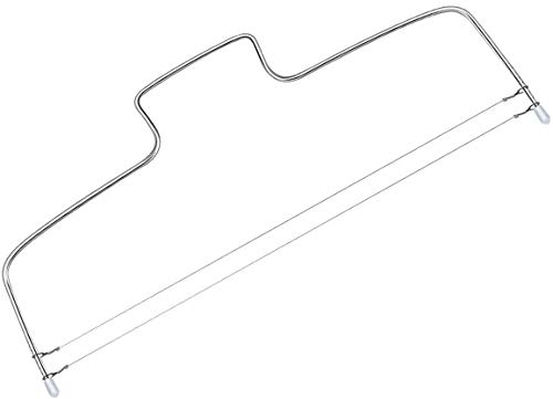 Voarge Edelstahl Kuchenschneider, Tortenschneider, 2 Drähte, höhenverstellbar, Tortenbodenschneider, spülmaschinenfest, 32 cm, Silber