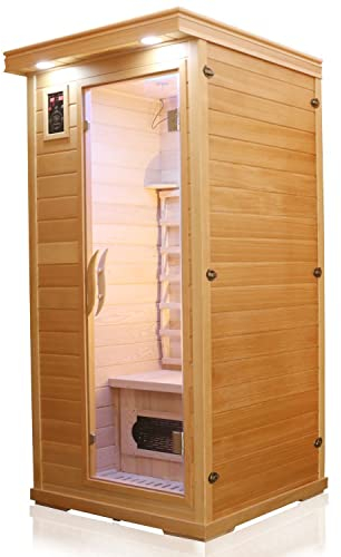 Luxus LED Infrarotsauna 90x90cm Sauna Infrarotkabine Wärmekabine Modell 2024
