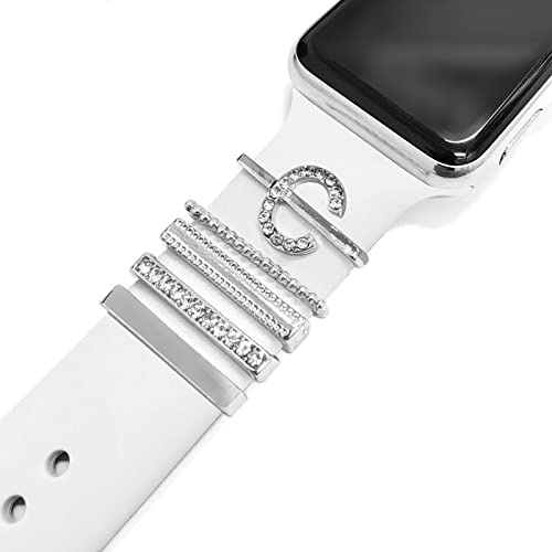 Boucles d'anneau décoratives en acier inoxydable Bijoux Accessoire de bracelet de montre Compatible avec Apple Watch Bracelets en Charms pour Galaxy Watch Band Fit for All Watch Bands Letter C