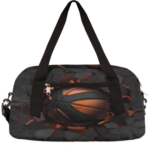 Sac de sport de basket-ball 3D pour filles et garçons, sac de sport léger pour enfants, petit sac de voyage, sac de danse, sac de basket-ball 3D, 47 x 24 cm, 3d Basketball, 18.4L x 7.8W x 9.4
