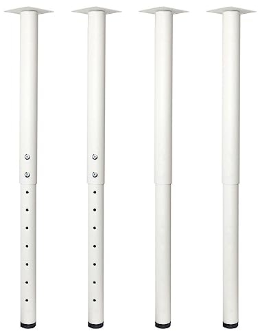 Jahof Tischbeine Metall Höhenverstellbar 55-90 cm für Tischplatte, Möbelfüße Verstellbar für DIY Möbel, Schreibtisch, Esstisch, Couchtisch, Bürotisch, Ø50/45 mm, mit Schrauben, 4 Stück (Weiß)