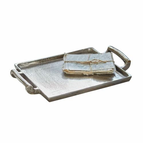 LOBERON Connaire Vassoio - Alluminio pressofuso di alta qualità - Per servire cibi, bevande e per decorazioni, argento