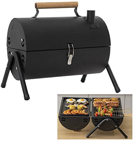 DXDRT Barbacoa Portatil de Carbón de Sobremesa, Parrilla Compacta de Barbacoa Mini BBQ, Parrillas Asador BBQ Acampada para 3-5 Personas para Jardín,Picnic,Camping,Fiesta,Negro