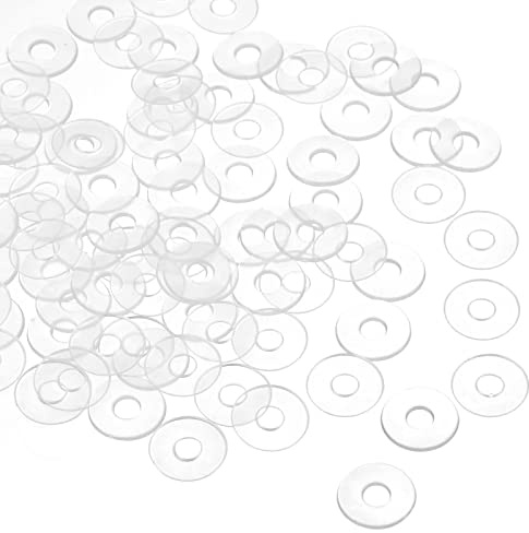 QUARKZMAN M4 13mm OD Plastique Ronde Plate Rondelle Joint x 100 Pcs Nylon Rondelle Rond Plat Rondelle Joint Joint Anneau pour Verre Porte Poignée, Transparent