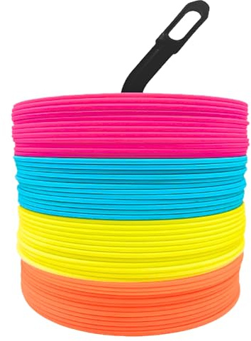 LEZER 15 cm Flat Cones, Soccer Cones, Spot Markers, Field Court Markers, Sit Spots, Flat Discs, Soccer Training Equipment, Agility Practice, SGS Verified, Made in Taiwan, Set of 48
