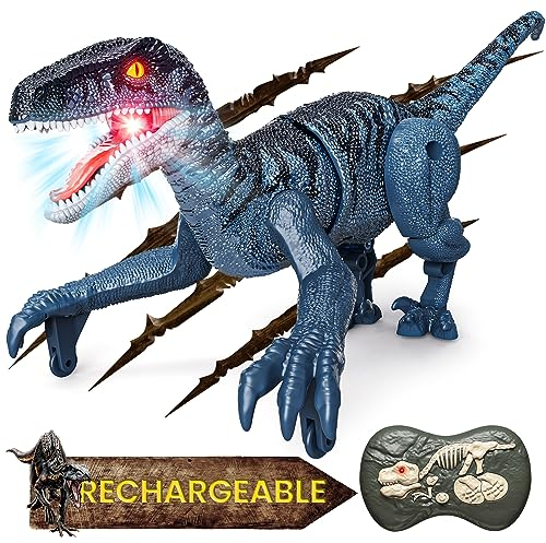 Tecnock Mini Remote Control Dinosaurs, Dinosaur Toys for Boys 4 5 6 7 8+, 2.4GHz One-Key Demo Dinosaurs, Kids Toys Gifts for Birthday and Christmas