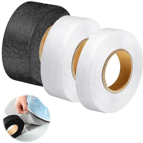 XoeLLe 192m 3er-Pack Saumband zum Aufbügeln, Extra Stark Bügelband für Kleidung, Gardinenband zum Aufbügeln Selbstklebend, Nahtband für Hosen, Vorhänge, Kleidung, Jeans, Kleidungsstück