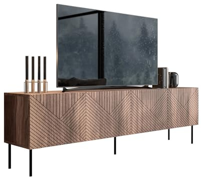 Mirjan24 TV-Lowboard Aropo 4D 190, Praktischer Fernsehschrank mit 4 Türen und 4 Fächer, Griffloses Öffnungssystem, TV Schrank, TV-Bank, Sideboard, Wohnwand (Nuss Warmia)