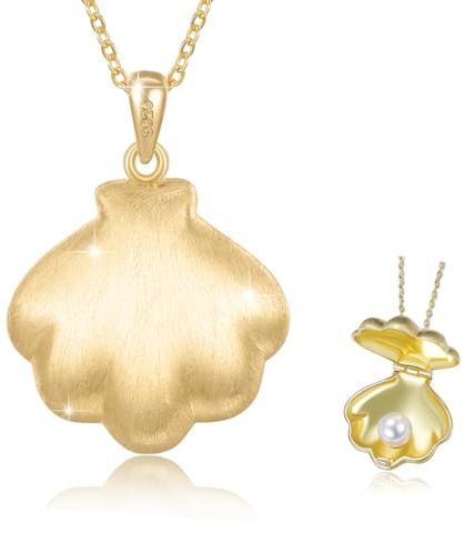JFASHOP Perlen kette Shell 925 Sterling Silber Sea Shell Perlenkette Geschenke Valentinstag für Mädchen Frauen, Sterling Silber