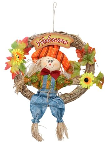 Toddmomy Ornament Halloween-Erntedank-Dekoration Halloween-Vogelscheuche-Kürbislaterne Girlande Halloween Thanksgiving-Dekor Vogelscheuche Kranz Herbst schmücken Anhänger Bambus