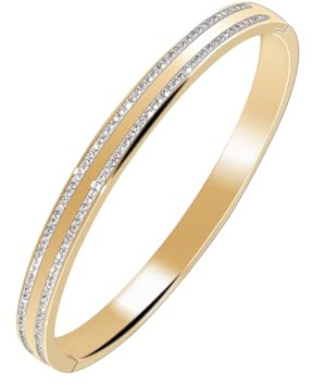 JJDreams Womens Gold Edelstahl Armreif 6mm mit Strass Tennis Armreif Hochzeitsschmuck für Party Hochzeit Dating