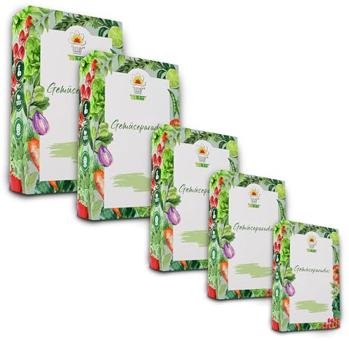TORAF Set di semi di ortaggi biologici,5x 11pack per cucina, balcone e giardino, barbabietola, zucchina, fagioli, cipolla, carota, cetriolo, paprika, prezzemolo, aneto, prezzemolo, aneto