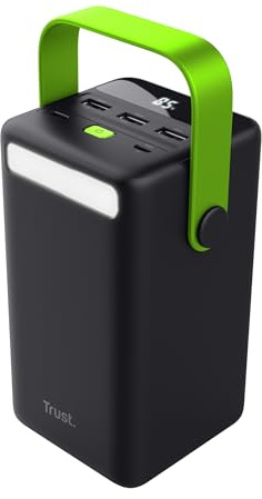 Trust Redoh Power Bank 50000mAh USB-C 3X USB-A avec Lampe LED pour Camping Festival, Batterie Externe Charge Rapide Puissante, Chargeur Portable Grande Capacité iPhone Samsung iPad Tablet Xiaomi