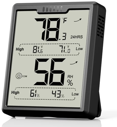 DOQAUS Termometro Igrometro Digitale Migliorato - Misuratore di Umidità con Ampio Display LCD per Serre, Camera dei Bambini, Soggiorno, Ufficio