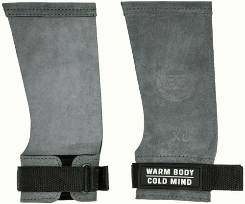 WARM BODY COLD MIND Poignées en cuir sans trous avec soutien de poignet pour haltérophilie, powerlifting, gymnastique, cross-training, tractions, musculation, protection des paumes