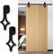Hebitod Herraje para puerta corredera, juego completo con ruedas y riel, 200 cm, capacidad de carga de 150 kg, sistema de puerta corredera de acero al carbono negro, diamante, accesorios para puertas